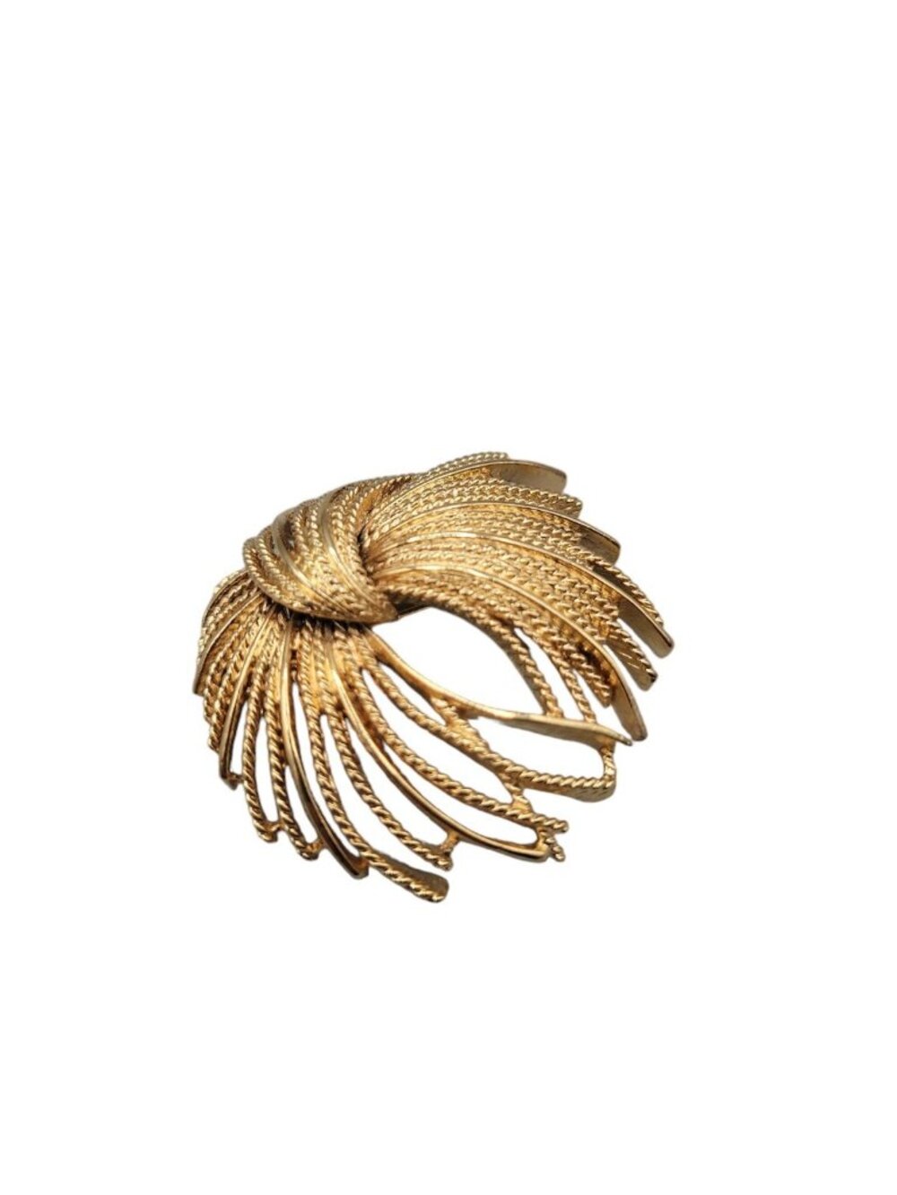 Monet Mirador Brooch Gold Tone Wheat Rope Spray Vintage - Picture 10 of 16